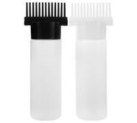 VILLCASE 2pcs Hair Oil Dispenser Bottle Hair Dying Tools Bottle Applicator Brush Plastic Quick Application Scalp Protection Assorted Colour for Home Use and Professional Salons