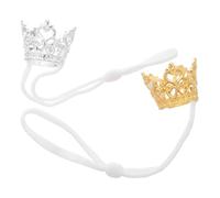 VILLCASE 2pcs Hamster Crown Photo Shoot Props with Adjustable Alloy Straps, Mini Tiara Headwear for Rabbits and Small Animals Celebrations