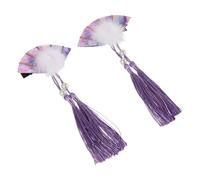 VILLCASE 2pcs Handmade Fan Hair Clip with Cherry Blossom Design for Women, Cloth Material, Easy to Match with Cheongsam, for Performance and Birthday Hair Accessories