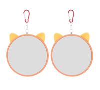 VILLCASE 2Pcs Hanging Bird Cage Mirrors for Parrots and Budgies Bright Orange Decorative Fun Interactive Supply for Indoor Birds Stimulates Play and Self-recognition