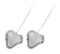 VILLCASE 2pcs Heart Shape Stainless Steel Tea Infusers for Brewing Loose Leaf Tea and Seasoning with Hook Chain Sturdy Fine Mesh Suitable for Home and Office Use