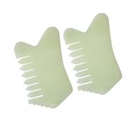 VILLCASE 2pcs Jade Massage Combs Hair Combs with Light Green Natural Jade Material, Portable Design for Balancing Oil and Scalp Massage, for Home Use and Hair Care