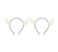 VILLCASE 2pcs Lightweight White Fabric Angel Wings Headband for Women, Easy to Put on Halloween Masquerade Costume Accessory with Stunning and Elegant Design