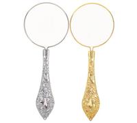 VILLCASE 2pcs Magnification Handheld Magnifier Metal Handle Loupe for Jewelry Inspection Book Reading Coin and Map Viewing Ergonomic Design with High Precision Optical Glass for Detail