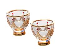 VILLCASE 2PCS Middle East Style Glass Liquor Cups Thick Base Sake Glasses Luxury Design for Household Bar and Dinner Party