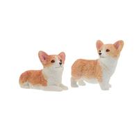VILLCASE 2pcs Miniature Corgi Figurines Resin Dog Statue Small Puppy Sculpture Car Dashboard Decoration Cute Animal Collectible for Home and Office