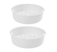 VILLCASE 2pcs Multi-function Steamer Containers for Restaurant and Home Use White Steamer Basket with 3l and 5l Capacity Easy to Clean for Fish and Broccoli