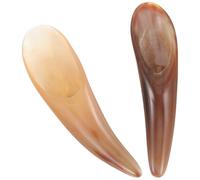 VILLCASE 2Pcs Natural Buffalo Horn Massage Scraper Set, Sturdy Multi-Function Body and Neck Scraping Tools for Home Use, Portable Wear-Resistant Face and Neck Massage Accessories