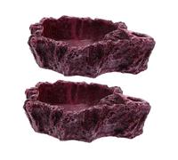 VILLCASE 2Pcs Natural Stone-shaped Reptile Water Food Bowls for Gecko Lizard Turtle Snake Small -colored Feeding Dish Tank Decor Suitable for Various Small Reptiles
