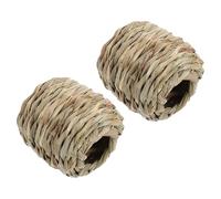VILLCASE 2pcs Nest for Hamsters and Small Animals, Handwoven Natural Seagrass Tunnel for Entertainment and Training, Multi-purpose Decorative Small Hideout