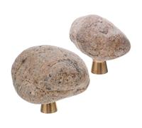 VILLCASE 2pcs Pebble Handle Drawer Knob Brass Single Hole Irregular Rock Shaped Cabinet Pull for Cupboard Doors and Bookcase Decoration