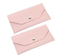 VILLCASE 2pcs Pink Pu Leather Cash Envelope Wallets for Women, Small Minimalist Card and Money Holder, Budget Organizer for Travel and Daily Use