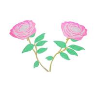 VILLCASE 2pcs Pink Rose Embroidered Appliqué with Sequins Iron-on Patch for Clothing DIY Decoration, Self-Adhesive Floral Patch Suitable for Jackets, Bags, and Crafts