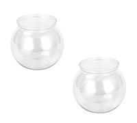 VILLCASE 2pcs Plastic Fish Bowls round Globe Fish Tanks Tabletop Aquarium Landscape Tank for DIY Miniature Water Garden Household Decoration