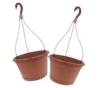 VILLCASE 2pcs Plastic Hanging Planters for Indoor Plants Green Plants and Flowers with Hooks Sturdy Decorative Window Hanging Planters for Office Balcony