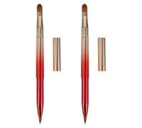 VILLCASE 2pcs Red Retractable Lip Brushes Double-ended Concealer Brush with Cap Soft Synthetic Bristles for Gentle Makeup Application Suitable for Lips and Eyebrows Home and Everyday