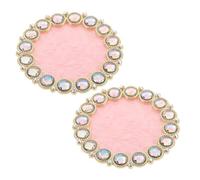 VILLCASE 2pcs Resin Nail Painting Display Tray with Rhinestone Edge Design Portable Nail Art Mixing Palette and Home Manicures Elegant Pink Colour Mixing Pallet