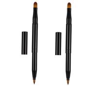 VILLCASE 2pcs Retractable Type Lip Brush Double-headed Makeup Brush Smooth Handle Use for Those Who Love Makeup Daily Use