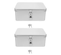 VILLCASE 2pcs Retro Small Decorative Tinplate Boxes with Lock and Key, Portable Rectangle Metal Storage Case for Cash and Jewelry, Stylish Desktop Organiser for Room or Office
