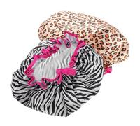 VILLCASE 2pcs Reusable Double Layer Satin Shower Caps for Adults with Comfortable Fit and Elastic Band, Waterproof Bathing Hats Suitable for Cooking and Washing Hair