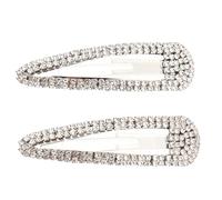 VILLCASE 2pcs Rhinestone Hair Barrettes Alloy Side Clamp Hairgrip Accessories Suitable for Thick Or Thin Hair Silver Snap Clips for Proms and Honeymoons