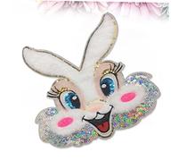 VILLCASE 2pcs Sequin Embroidery Rabbit Patch Cute Bunny Applique for Women Safe Skin Friendly Craft Sewing Patch for Clothes Jackets Bags Hats Decoration and Repair