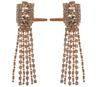 VILLCASE 2pcs Shoe Decoration Rhinestone Tassel Charms in Golden Alloy, Practical and Decorative Accessories for Boots and Sneakers, Gift for Your Loved One on Special Occasions
