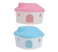 VILLCASE 2Pcs Small Animal Hideout Houses for Hamster Rat Mouse Guinea Pig Mini Pet Resting Cottages in Blue and Pink Stress Relief Play Spot and Chew-resistant Shelter