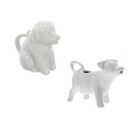 VILLCASE 2pcs Small Ceramic Milk Pitcher with Animal Design Hand-Painted Creamer Jug with Comfort-Grip Handle Porcelain Creamer for BBQ Buffet Party Dinner Easy Pour Spout