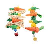 VILLCASE 2Pcs Small Chewing Bunny Rope Playthings with Carrot and Corn for Hamsters Rabbits Chinchillas Teeth Grinding and Cage Hanging Entertainment Random Color