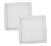 VILLCASE 2pcs Square Plastic Plant Pot Trays with Non-slip Base Anti-aging Resin Drip Saucers for Succulent and Flower Pots Indoor Outdoor Garden Use Minimalist White Design