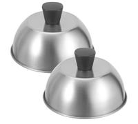 VILLCASE 2pcs Stainless Steel Cheese Melting Dome Lid for Grill, Universal Fit round Griddle Cover with Heat Protection, for Family Barbecue Gatherings and Flat Top Griddles
