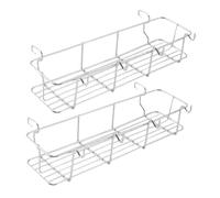 VILLCASE 2pcs Stainless Steel Grill Hanging Basket with Curved Hooks for Condiment Bottle Storage Outdoor Bbq Organizer for Camping and Home Use Compatible with Picnic Grill Racks