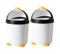 VILLCASE 2pcs Trash Can with Swing Lid Adorable Penguin Shaped Plastic Wastebasket for Childrens Large Capacity Desktop Garbage Bin for Office Car Home Versatile and Clean Design