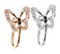 VILLCASE 2pcs U-Shaped Butterfly Nose Rings Non-Pierced Nose Rhinestones Metal Clip-On Jewelry for Women and Teen Gold and White Set