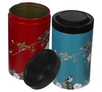 VILLCASE 2pcs Vintage Tinplate Tea Canisters with Lids Airtight Storage Jars for Loose Leaf Tea Spices Kitchen Salt Multi-purpose Containers for Home Organization