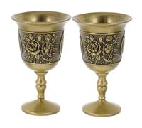 VILLCASE 2pcs Vintage Zinc Alloy Goblet Embossed Shot Glasses for Holiday Celebrations Home Decor Elegant Palace Style Wine Tasting Cups