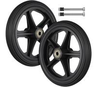 VILLCASE 2Pcs Walker Wheels Replacement 7 Inch Front Solid Rubber Wheels with Alloy Axles Bearings for Rollators and Wheelchairs, Suitable for Indoor and Outdoor Mobility, Black