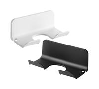 VILLCASE 2pcs Wall Mounted Hair Dryer Holders with Cord Organizer, Plastic Blow Dryer Rack for Vanity or Dressing Area, Sl esign Keeps Countertop Clutter-free and Prevents Knots