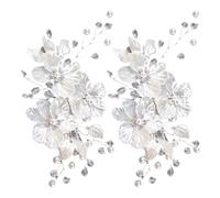 VILLCASE 2pcs Wedding Headpiece for Bride Crystal Rhinestone Hair Clips Set Includes Two Elegant Ivory Floral Petal Hair Accessories Bridal Accessory for Bridesmaids Party Prom
