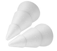 VILLCASE 2pcs White Polystyrene Foam Cone 20x10.5cm DIY Christmas Tree Craft Shapes for Handmade Holiday Decorations and Arts Supplies