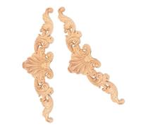 VILLCASE 2pcs Wood Carved Onlay Applique Decorative Wood Onlay Furniture Decorative Beige Charming Design Elegant for DIY Wall Decor Cabinet Entrance Door 7.9x2.2x0.3