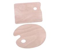 VILLCASE 2pcs Wooden Color Mixing Tray with Grip for Oil and Acrylic Paints Oval Square Pigment Pallets for Students and Artists Non-peeling Painting Plates