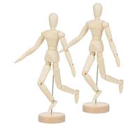 VILLCASE 2pcs Wooden Mannequin Doll Flexible Body Joints Human Figure Puppet Model for Art Home and Office Decoration Drawing Figure Model for All Ages