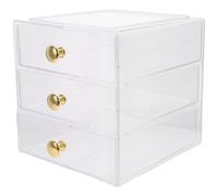VILLCASE 3-layer Drawer Organizer Acrylic Storage Box with Handle Design Stackable Desk Storage Box for Skincare Products and Hair Clips