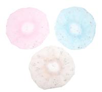 VILLCASE 3 Pcs Women's Shower Caps Hair Cover Cap with Double Layer Mesh and Microfiber, Breathable and Antistain Bathing Accessories for Spa and Home Use