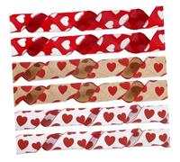 VILLCASE 3 Rolls Valentine's Day Ribbons 1m White Red Heart Pattern Ribbon + 1m Red Heart Burlap + for Wrapping and DIY Craft Decorations