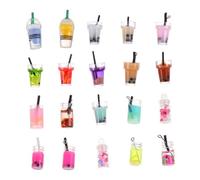VILLCASE 30pcs Mini Milk Tea Charms Resin Pendants DIY Jewelry Making Kit for Handmade Crafts Simulation Milk Tea Cup Decorations for Unique Beads Accessories