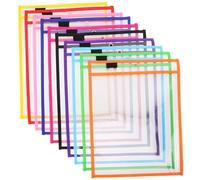 VILLCASE 30pcs Reusable Dry Erase Pockets for School Pencil Case Dry Erase Spots Board Pens PVC Material Random Color
