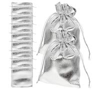VILLCASE 30pcs Silver Fabric Drawstring Candy Pouches for Christmas Packing and Home-made Cookies, Convenient and Easy to Carry Storage Jewelries Wrapping Bags